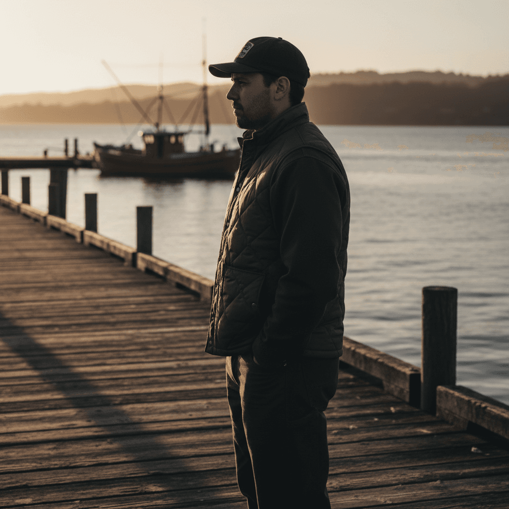 Coastal dock at golden hour